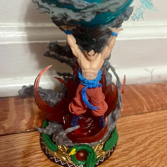 9" Dragon Ball Z Goku Son Goku Statue Figure Lamp Spirit Bomb Genki Dama Box - Picture 2 of 5